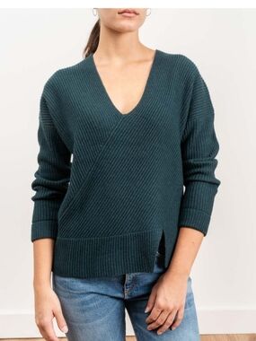 Brochu Walker Aerin Wool & Cashmere Blend Ribbed Sweater Asymmetrical Ovrszed XS